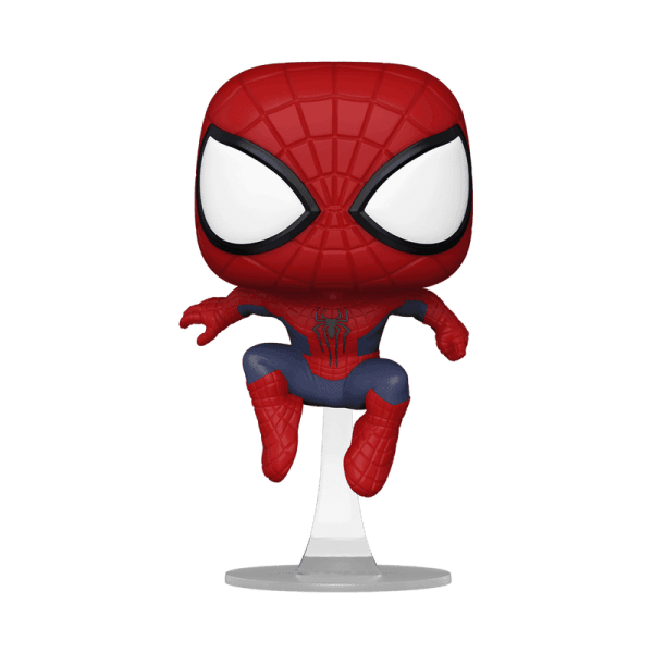 The Funko Pop!: Marvel Spider-Man – The Amazing Spider-Man (No Way Home) #1159 features Spider-Man in his classic suit, mid-jump on a clear stand. A must-have collectible for any Spider-Man fan.