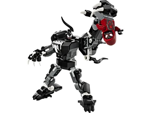 LEGO Marvel Venom and Miles Morales mech figures in battle pose
