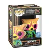 The Funko Pop! Marvel Guardians of the Galaxy Vol. 3 – Rocket (Blacklight) [Exclusive] #1241 vinyl figure features Rocket in a green suit with vibrant pink and yellow face markings, displayed in its box.